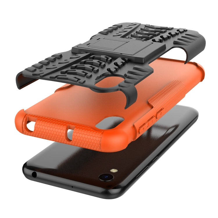 Shockproof PC + TPU Tire Pattern Case for Huawei Honor 8s, with Holder, For Huawei Honor 8s