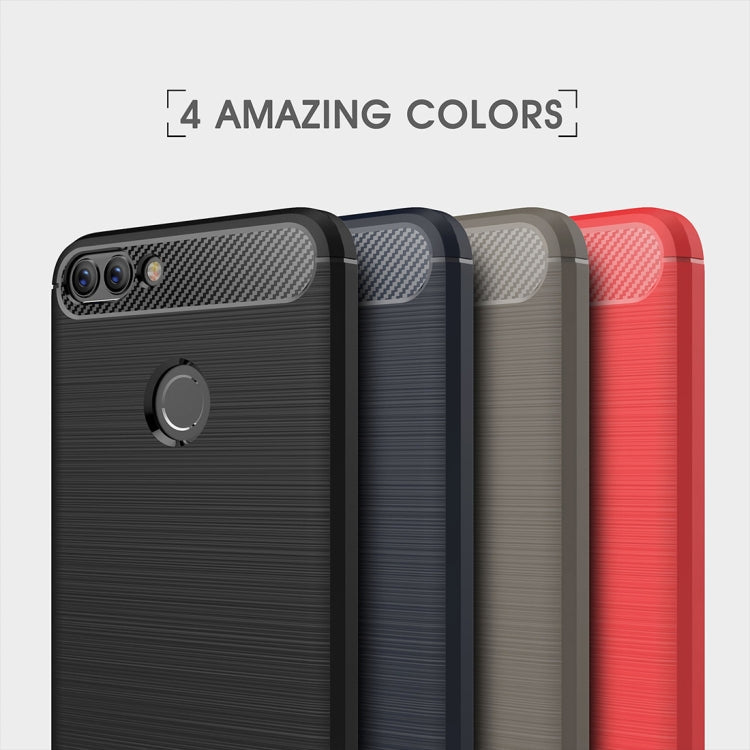 For Huawei P smart / Enjoy 7S Brushed Texture Carbon Fiber Shockproof TPU Protective Back Case, For Huawei P smart / Enjoy 7S