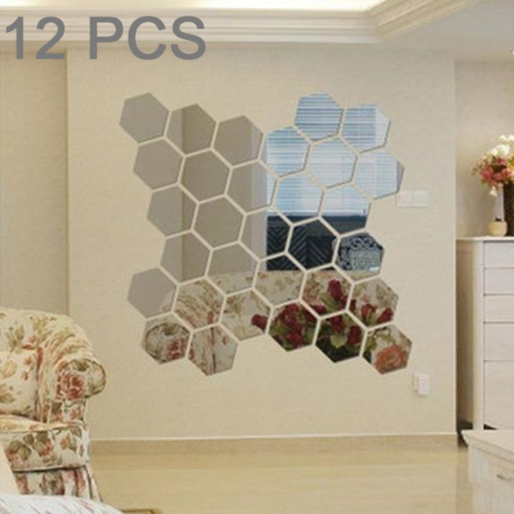 12 PCS 3D Hexagonal Mirror Wall Stickers Set, Size: 4*4cm, Size: 4*4cm (Black), Size: 4*4cm (Gold), Size: 4*4cm (Silver)