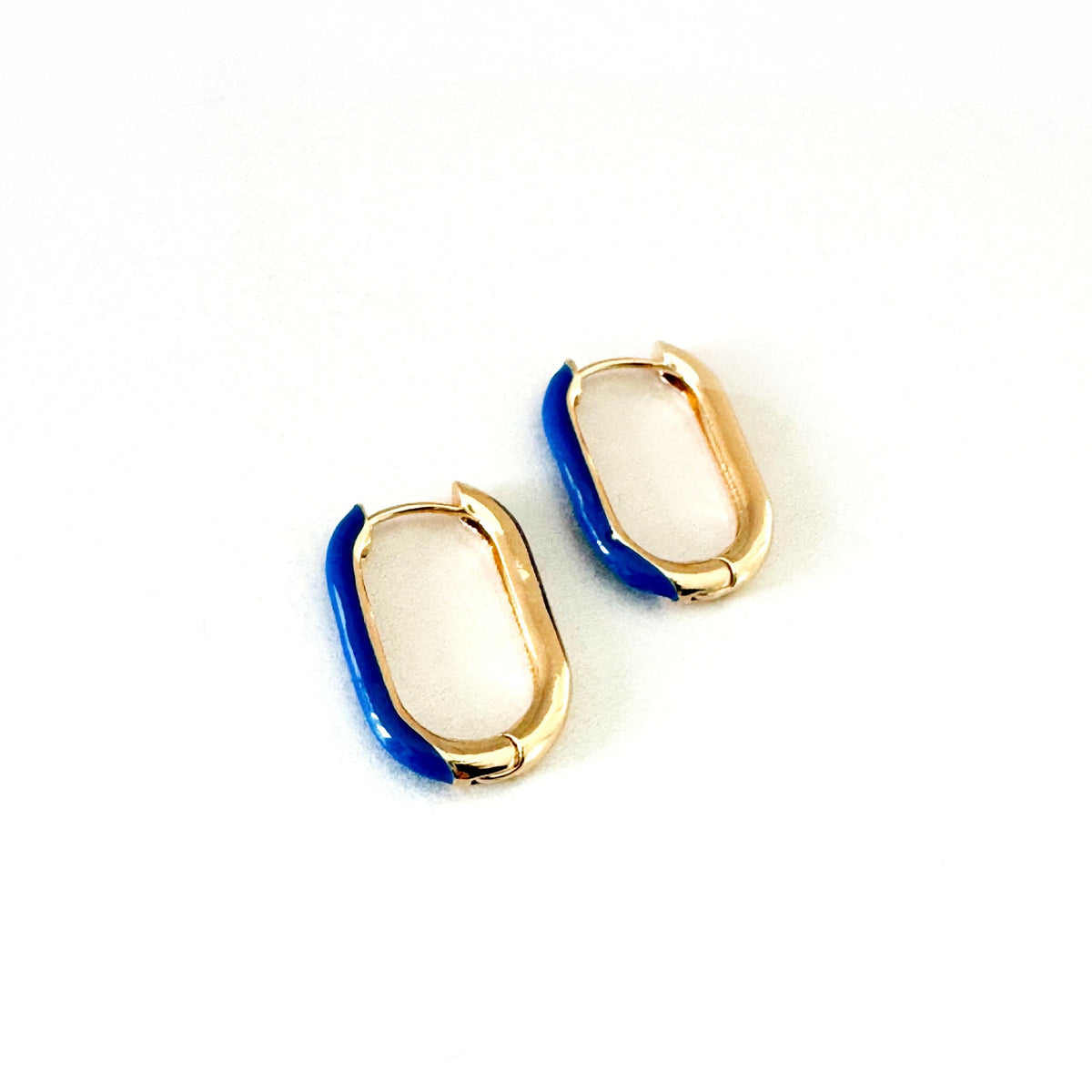 Harper Blue Oval Hoop Earrings