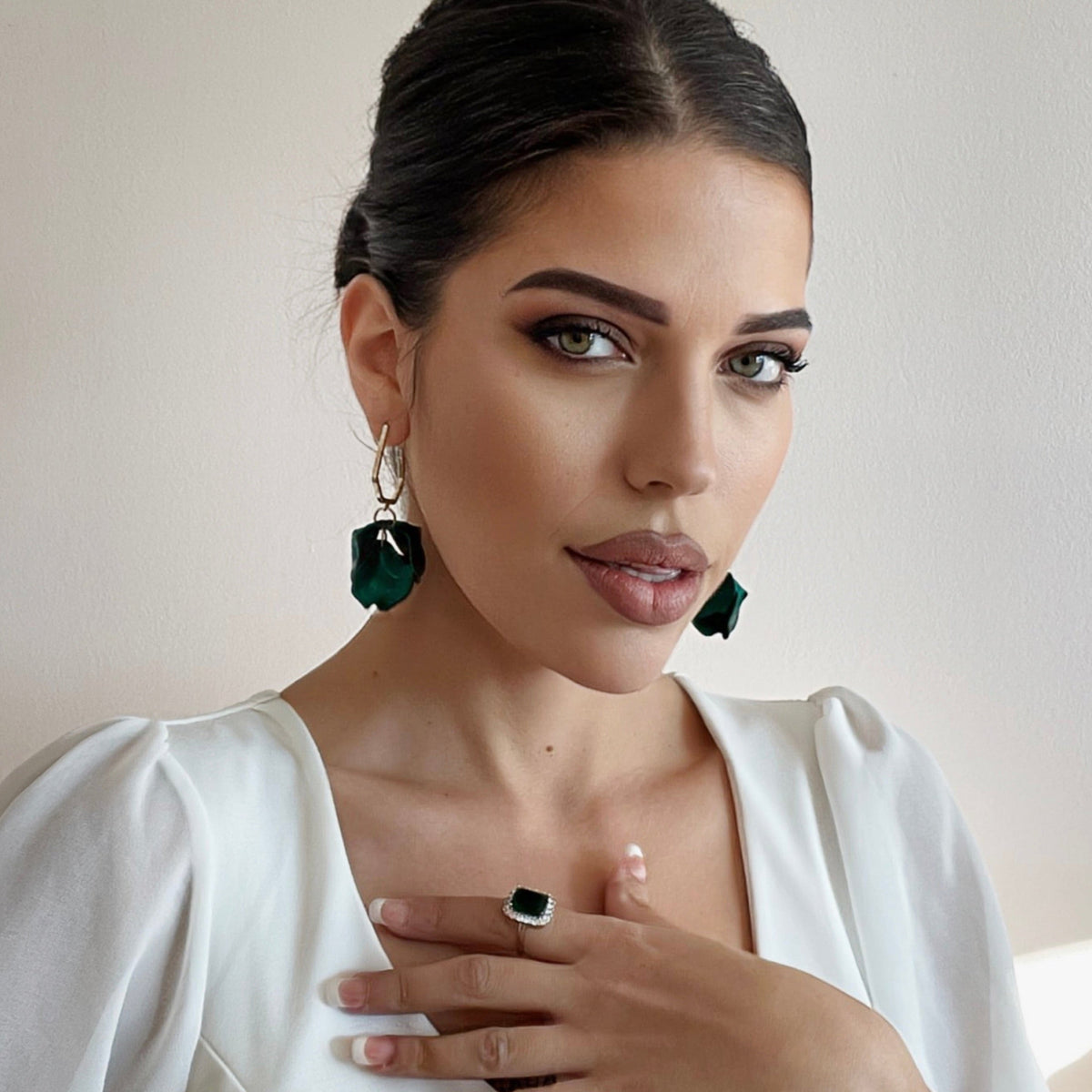Juni Emerald Green Petal Earrings