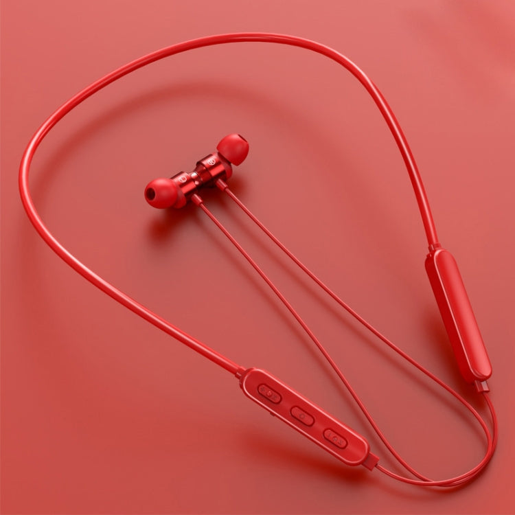 Bluetooth 5.1 Round Wire Neck-mounted Bluetooth Sports Earphone with Magnetic Function, Black, Red, White
