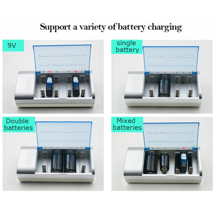 AC 100-240V 4 Slot Battery Charger for AA & AAA & C / D Size Battery, AU Plug