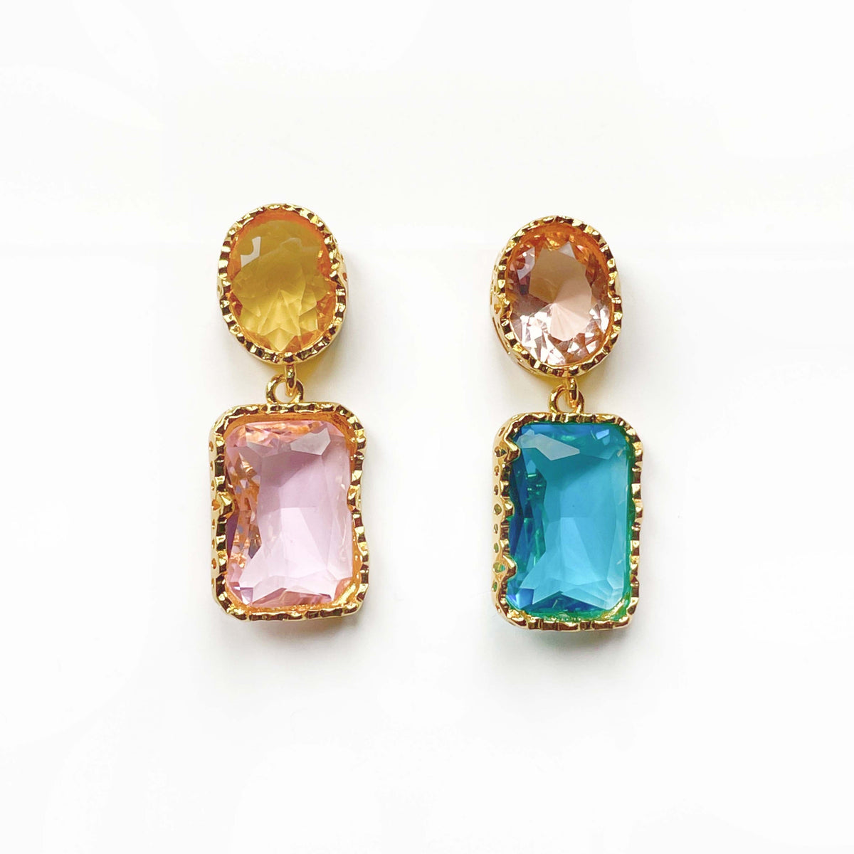 Gracie Mismatch Faceted Jewelled Earrings