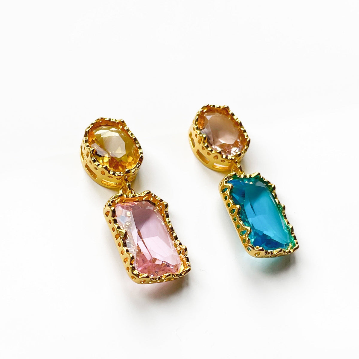 Gracie Mismatch Faceted Jewelled Earrings
