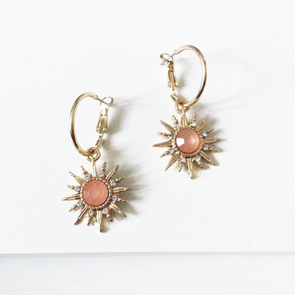 Solina Peach Gem Hoop Earrings