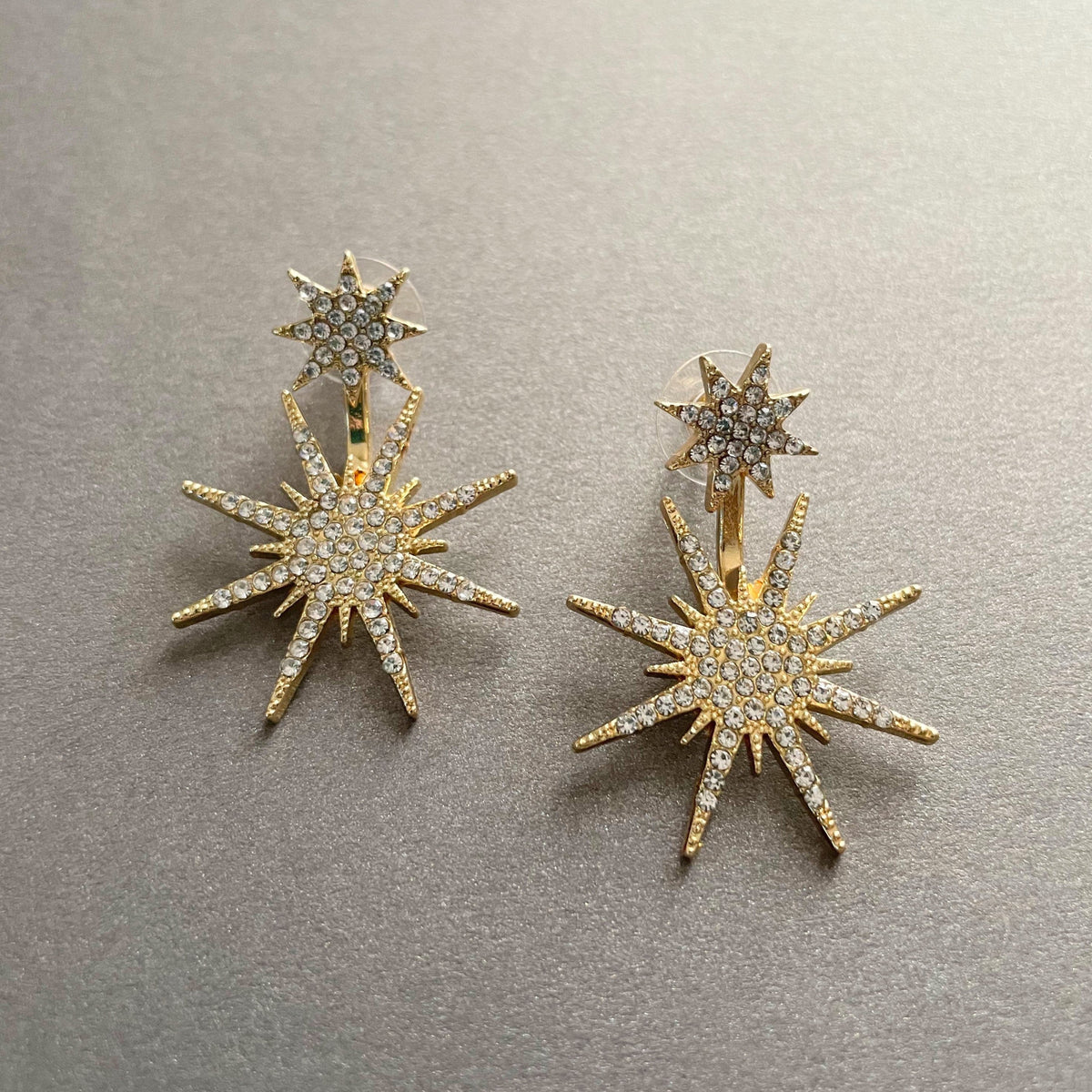Aura Crystal Gold Starburst Earrings