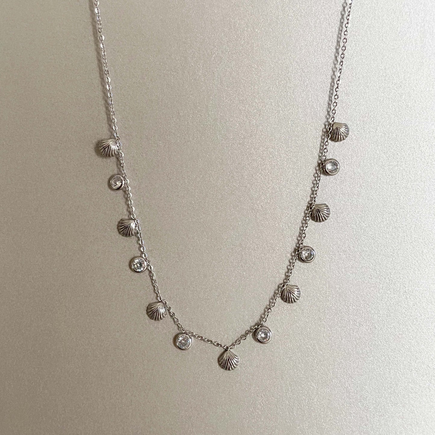 Hanaali Silver Tone Shell Necklace