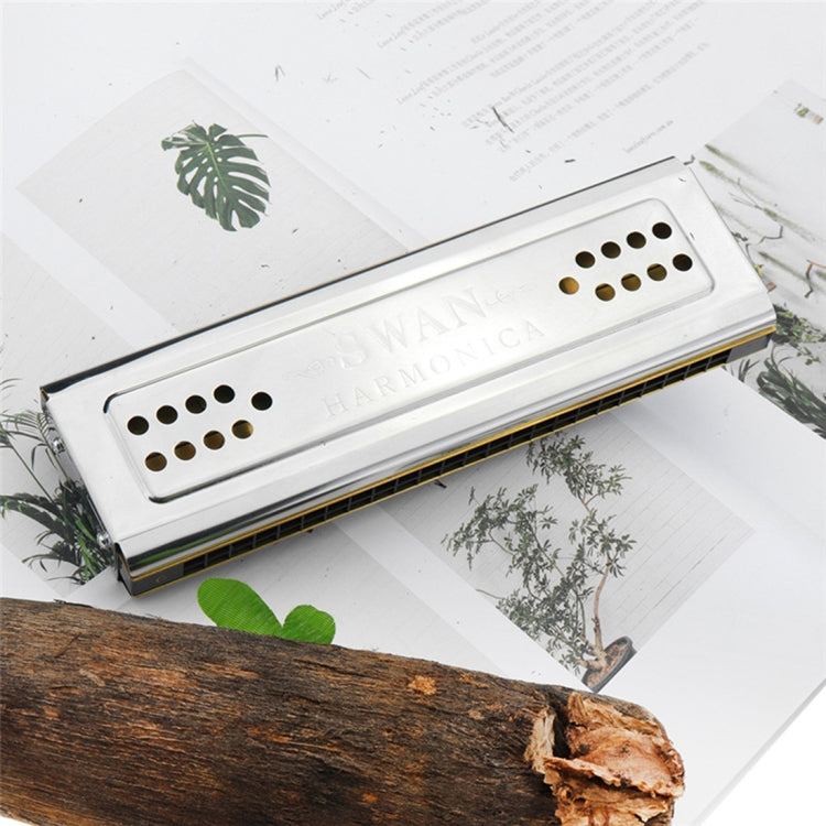 Swan SW24-12A 24-holes Double-sided Harmonica Beginner Polyphony Box Adult Children Beginners Performance, SW24-12A 24-holes Polyphonic Harmonica