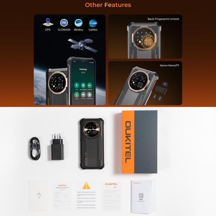 Oukitel G6 Rugged Phone, 8GB+256GB, Fingerprint Identification, 10600mAh Battery, 6.52 inch Android 16.0 Unisoc T615 Octa Core, NFC, OTG, Network: 4G, 6GB+256GB