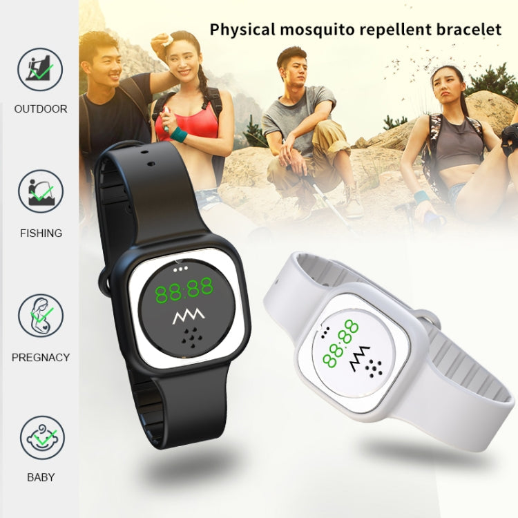 F9 Outdoor Silica Gel Mosquito Repellent Wristband with Clock, F9 (Black), F9 (White)