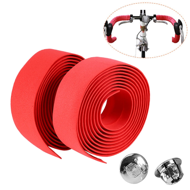 1 Pair Cycling Road Bike Sports Bicycle Cork Handlebar Tape Wrap + 2 Bar Plug, 2m White, 2m Yellow, 2m Black, 2m Pink, 2m Green, 2m Blue, 2m Red
