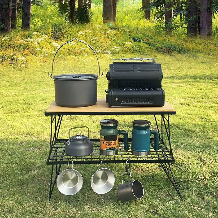 AOTU YT1001 Outdoor Folding Mesh Bamboo Desk with Storage Bag, 1 Net Table + 1 Bamboo Board + 1 Storage Bag