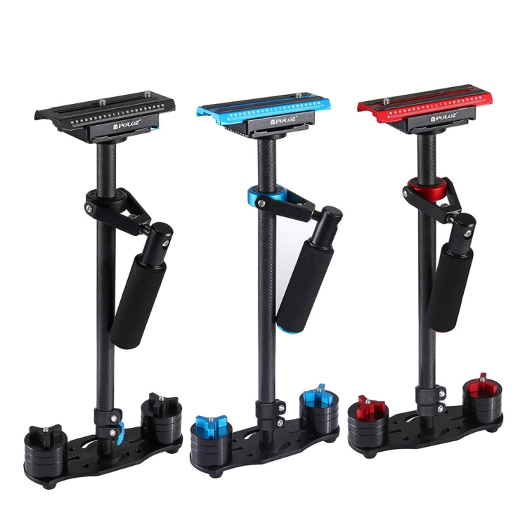 PULUZ 38.5-61cm Carbon Fibre Handheld Stabilizer for DSLR & DV Digital Video & Cameras, Load Range: 0.5-3kg, P60T Blue, P60T Red