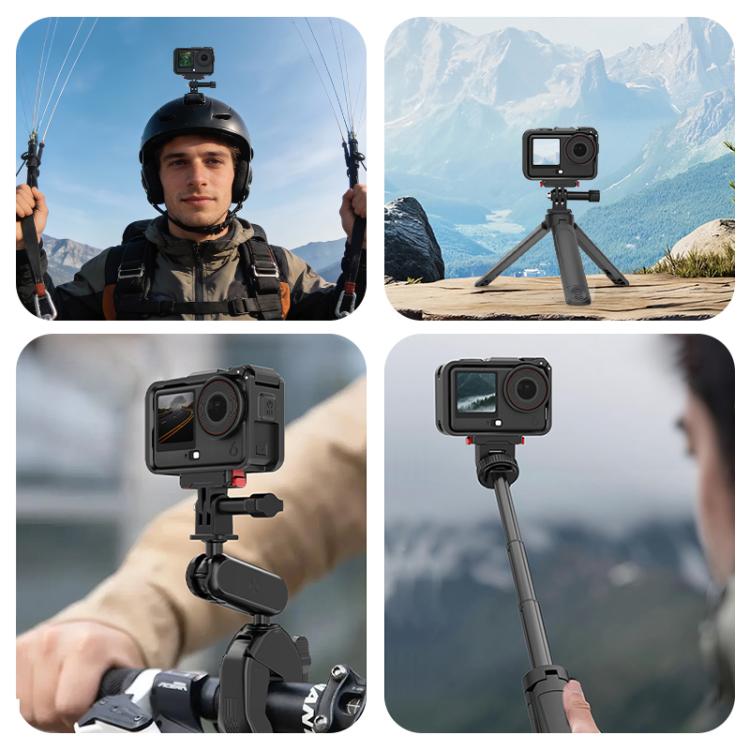 For DJI Osmo Action 6 PULUZ Plastic Cage Vertical-Horizontal Expansion Adapter Frame with Cold Shoe, Plastic Cage