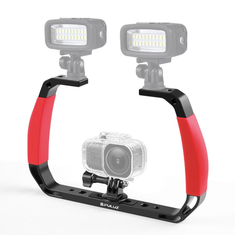 PULUZ Dual Silicone Handles Aluminium Alloy Underwater Diving Rig for GoPro, DJI OSMO Action, Insta360 and Other Action Cameras, For GoPro Action Cameras