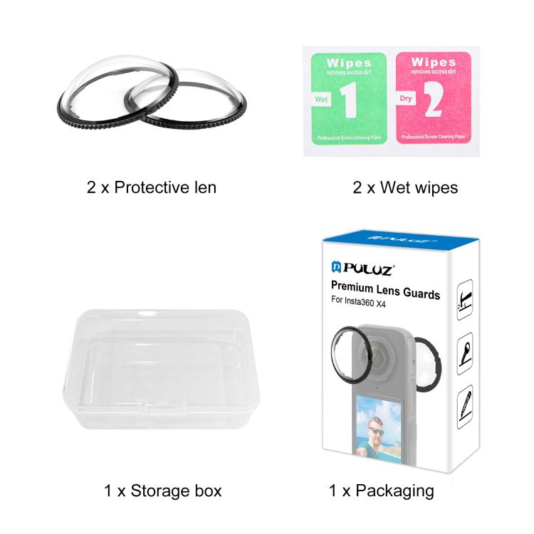 For Insta360 X4 PULUZ Rotation Optical Glass Lens Guard Protective Cover, For Insta360 X4 Glass Lens Guard
