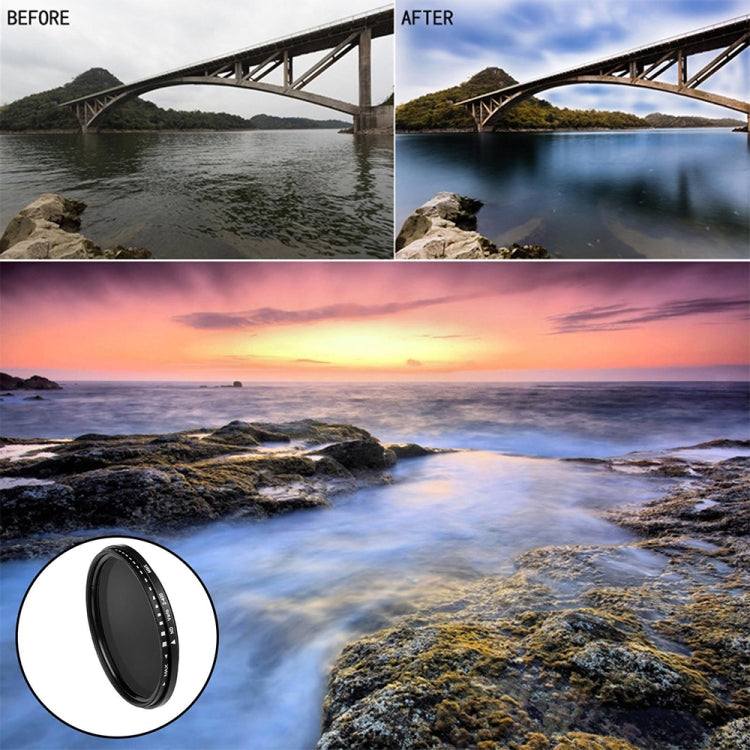 58mm ND Fader Neutral Density Adjustable Variable Filter ND 2 to ND 400 Filter, 58mm