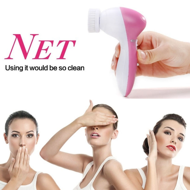 5 in 1 Beauty Care Brush Massager Scrubber Face Skin Care Electric Facial Cleanser, 5 in 1 AE-8782