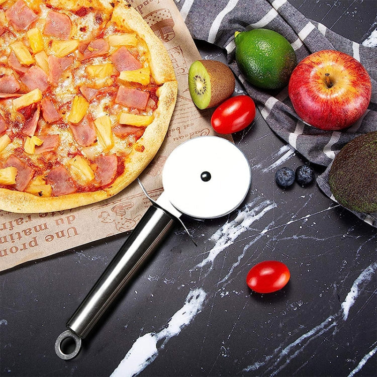 LsCook Stainless Steel Round Pizza Cutter Knife, Sigle Wheel
