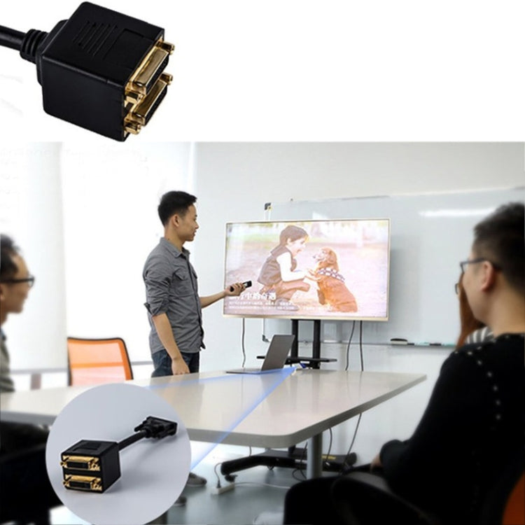 24+1 DVI Male to 2 DVI Female Cable Adapter, Length: 30cm, 2 DVI 24+1 Pin Female