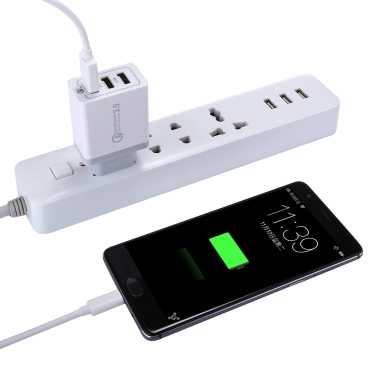 XHF30W 3 QC3.0 USB Fast Charging Wall Charger, EU Plug, EU Plug