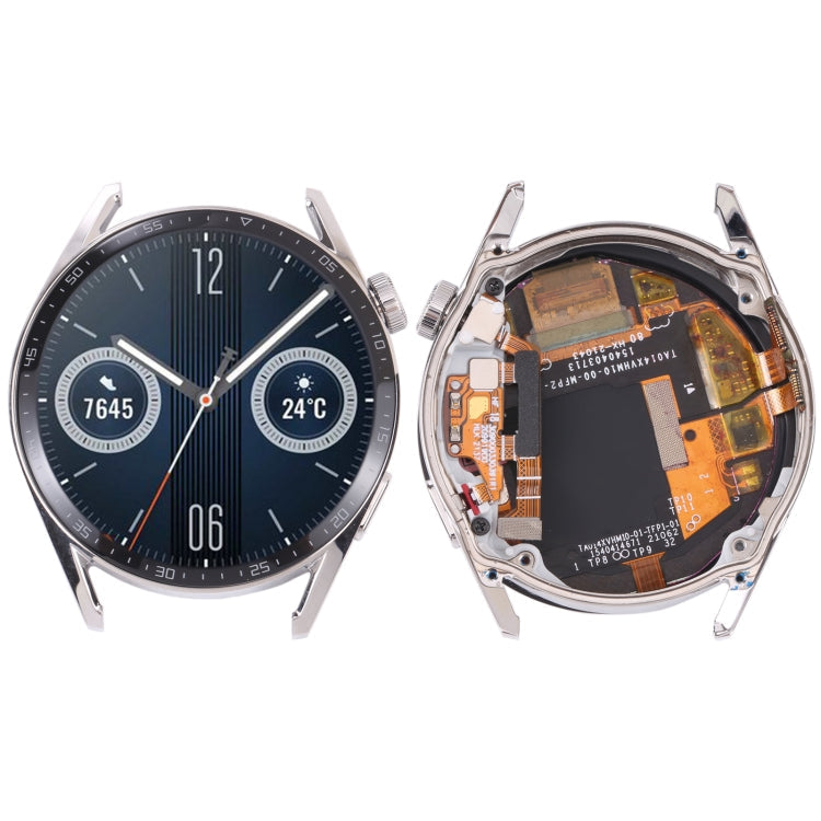 Dual Cable Edition Original LCD Screen and Digitizer Full Assembly With Frame for Huawei Watch GT 3 46mm JPT-B19, For Huawei Watch GT 3 46mm(Black), For Huawei Watch GT 3 46mm(Silver)