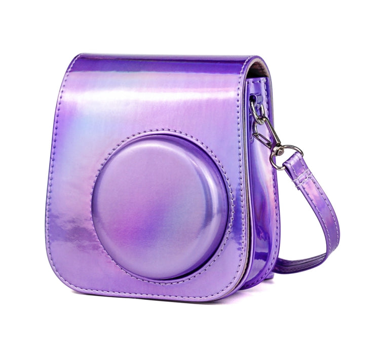 Richwell Portable Aurora PU Leather Camera Case Camera Bag with Shoulder Strap, Suitable for Fujifilm Instax Mini 11, Rose Pink, Silver, Purple