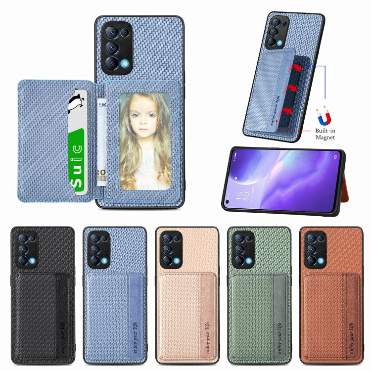 Carbon Fiber Magnetic Card Bag Phone Case, For OPPO Reno5 5G, For OPPO Reno7 5G, For OPPO Reno8 T 4G, For vivo X70
