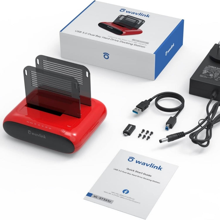 Wavlink ST341U Dual Bay External Hard Drive Docking Station Support Offline Clone Function, ST341U