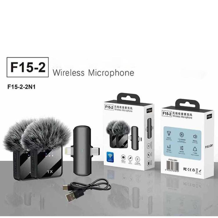 F15 2 in 1 Lavalier Clip Intelligent Noise Reduction Wireless Microphone for Type-C and 8 Pin