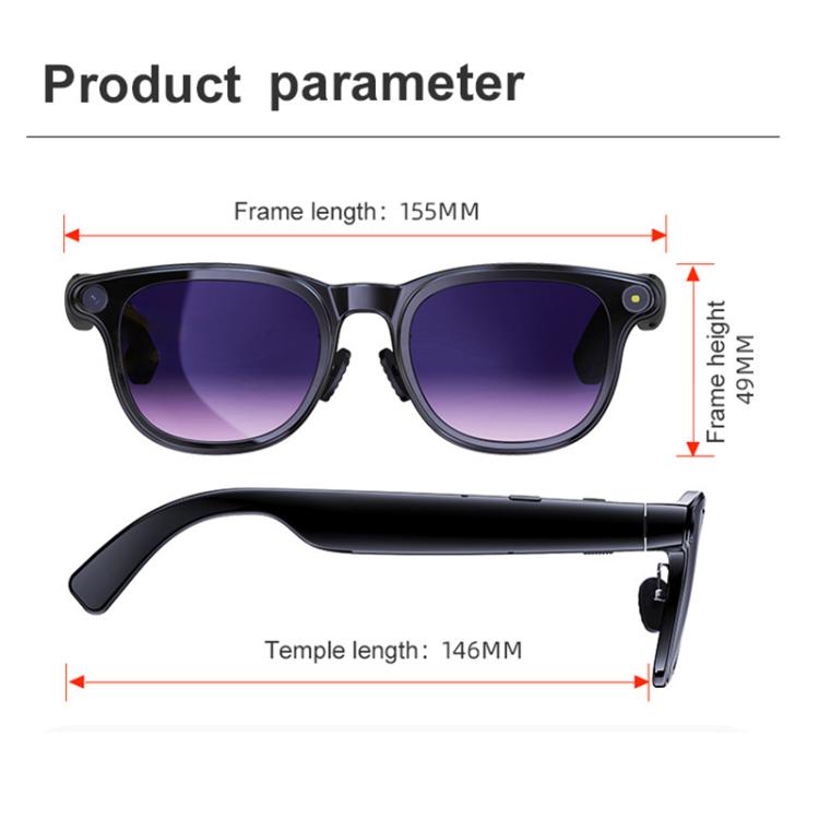 A2 8MP HD Smart Camera Glasses, Support AI Translation / AI Assistant / Bluetooth Calling, A2