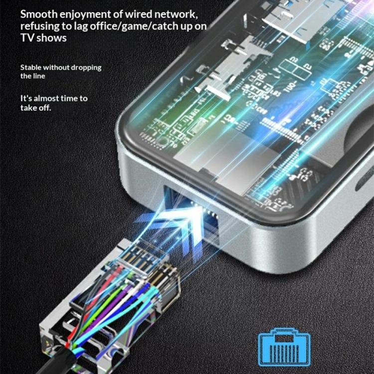 HC-87 10 in 1 USB-C Hub Gigabit Ethernet 4K HD PD 100W Charging Multi-Port Adapter, HC-87
