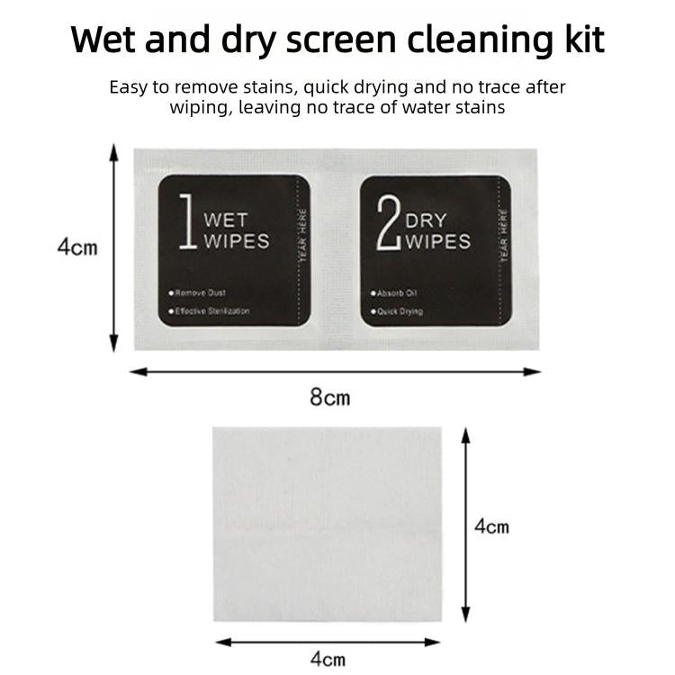 500pcs 1+2 Wet Dry Alcohol Wipes Dust Removal Cleaning Kit Alcohol Wipes Film Application Tools, Size:4 x 8 cm