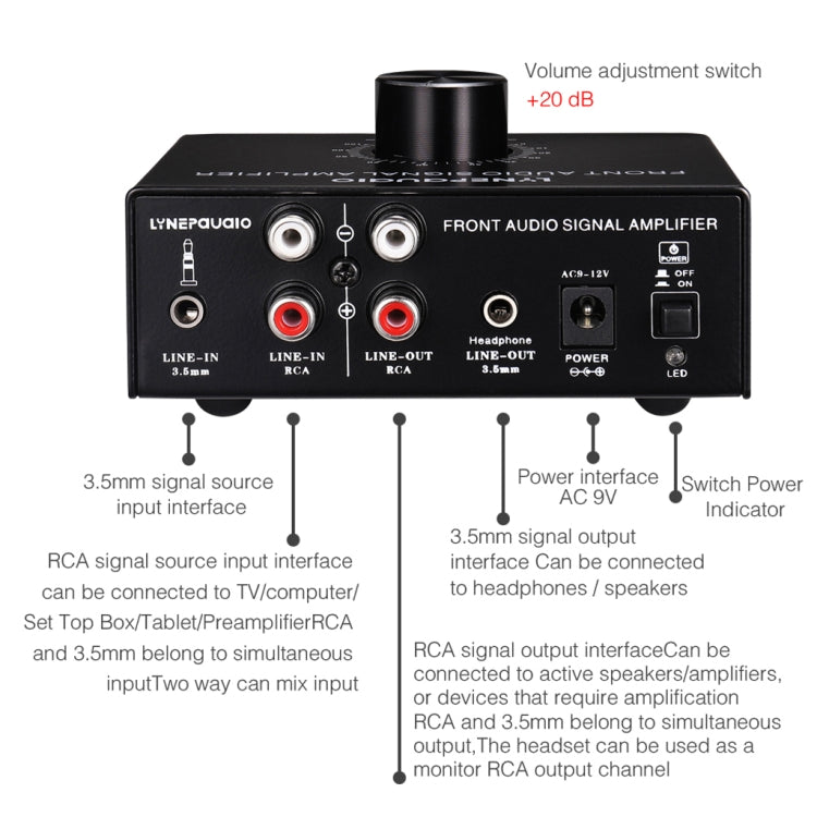 B015 Front Stereo Signal Amplifier Booster Headphones Speaker Amplifier Headset Dual-Audio Source, B015