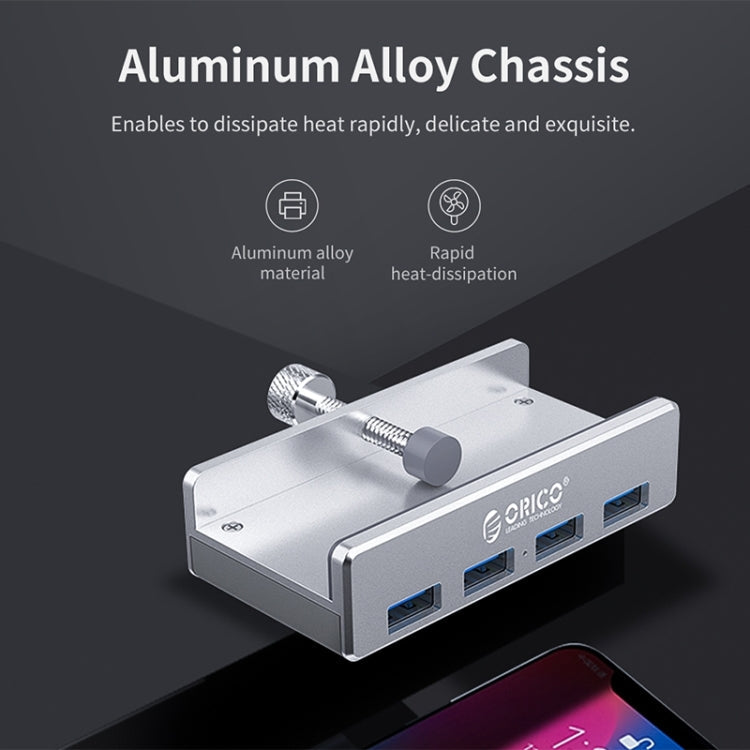 ORICO MH4PU-P Aluminum Alloy 4 Port USB3.0 Clip-type HUB, MH4PU-P(Silver)