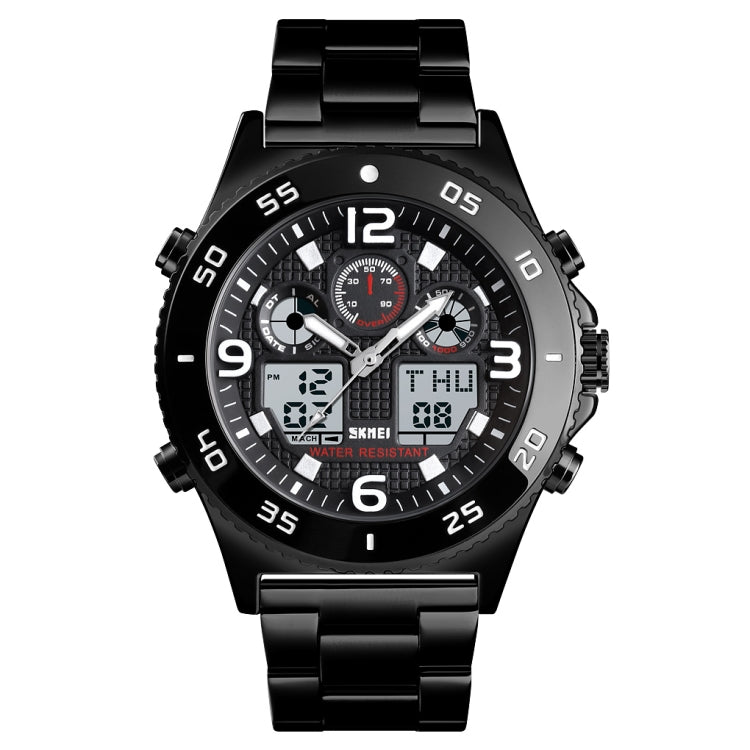 SKMEI 1538 Multi-Function Time Large Dial Steel Belt Men Casual Sports Electronic Watch