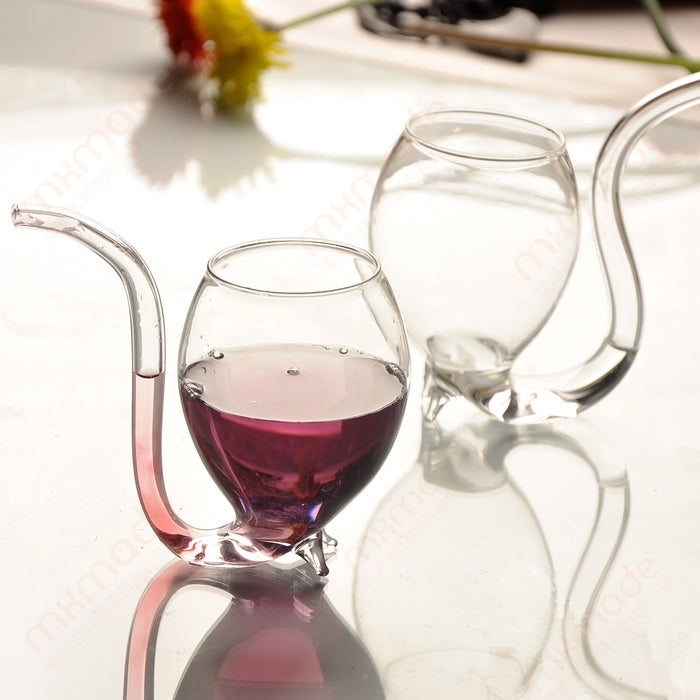 300ML Creative Glass Mug Milk Cup with straw Cold Drink Cup Juice Mug Wine Glass, 300ML Juice Mug