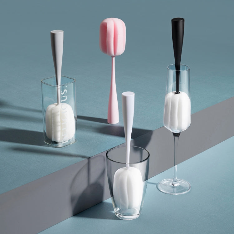 Long Handle Sponge Cup Brush Mug Cleaning Brush Bottle Brush Glass Cup Brush, White, Black, Pink, Gray