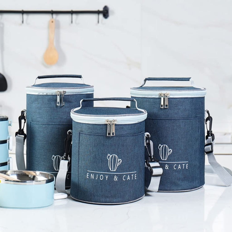 Round Lunch Bag Insulated Lunch Box Foldable & Portable Lunch Tote, L, M
