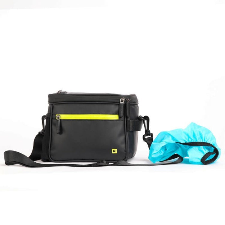 Rhinowalk Bicycle Front Handle Bag Camera Bag Waterproof 7.5 inch Large Touch Screen Navigation Mobile Phone Bag Bicycle Bag, Dark Gray, Carbon Fiber Black Green, Matt Full Black, Matt Black Green