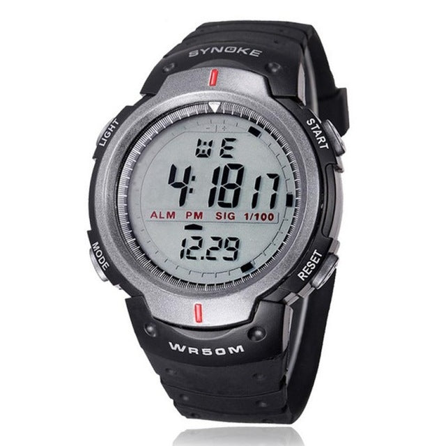SYNOKE 61576 Life Waterproof LED Sports Watch for Men, Black, Gray