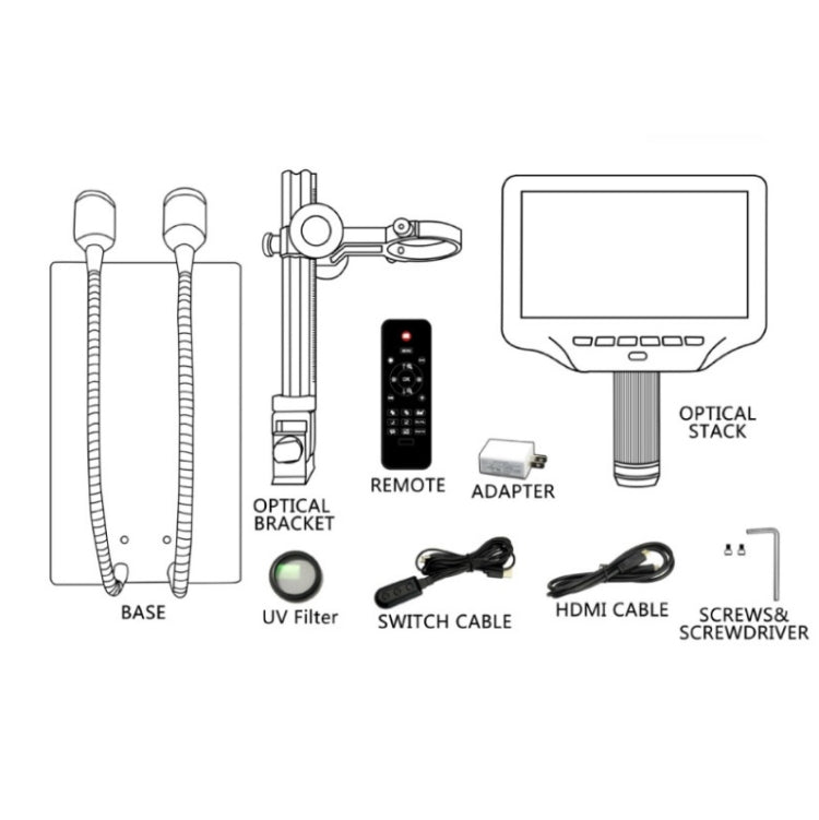 7 Inch 3D Digital Microscope Industrial Overhaul, Watch And Jewelry Appraiser, EU Plug, US Plug