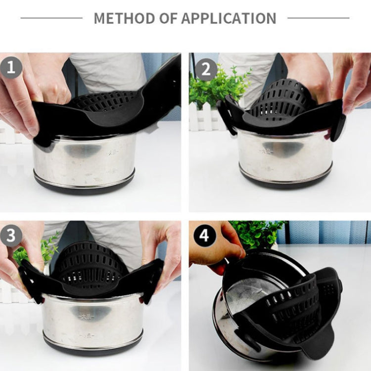 Wide Mouth Silicone Drainer Pot Side Drain To Block Fruit Noodle Strainer, Green, Red, Dark Gray, Black, Purple, Orange