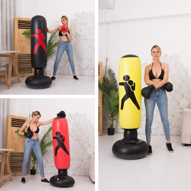 Thickened Fitness Adult Children Vertical Inflatable Non-Tumbler Boxing Column Inflatable Venting Angry Boxing Sandbag, 1.6m Red, 1.6m Black