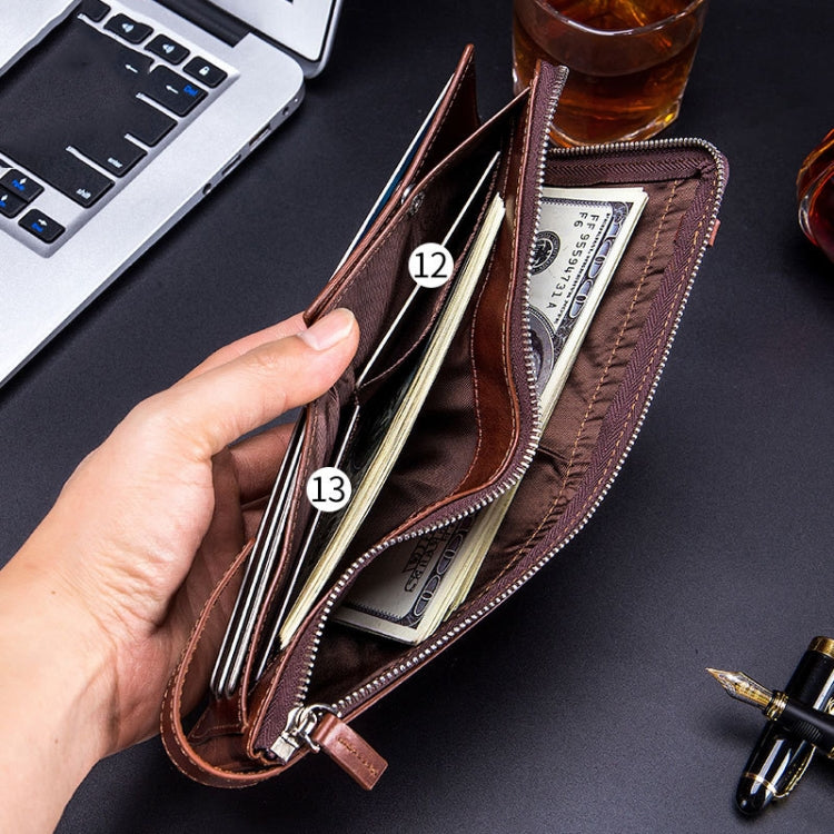 BULL CAPTAIN Anti-theft Brush Leather Wallet For Men, Blue, Black, Brown, Grey