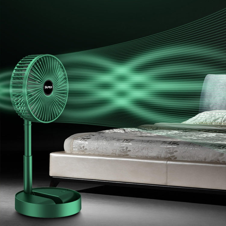 Portable Folding Fan Retractable Floor Standing Fan,Style:, Rechargeable (Green), USB Plug In (Green)