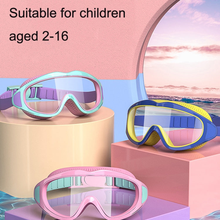 Anti-fog Children Swimming Goggles Comfortable Large Frame Diving Glasses, Macaron, Flush Tide Blue, Pumpkin Orange, Milk White, Ice Lake Blue, Pink Blue