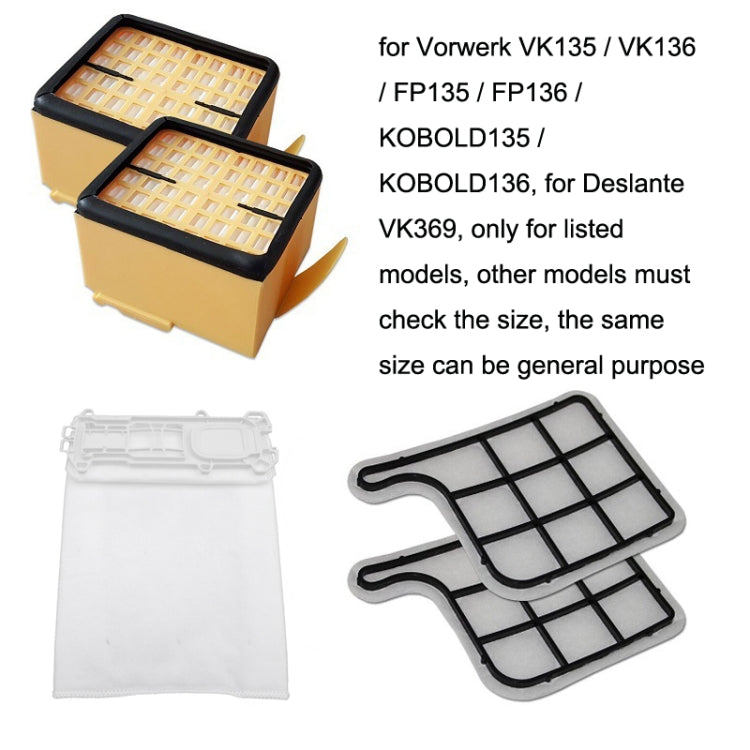 For Vorwerk VK135 / VK136 Vacuum Cleaner Accessories, 5PCS Dust Bag