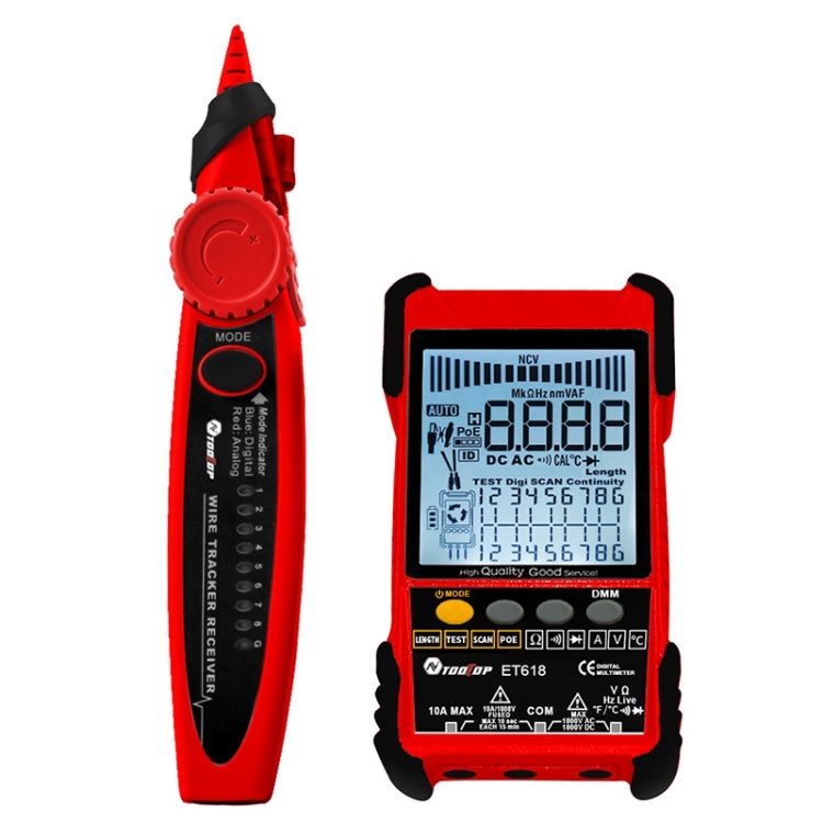 Rechargeable Adjustable Network Cable Tester Wire Tracker POE Cable Tester, ET616 (Red), ET618 (Red)